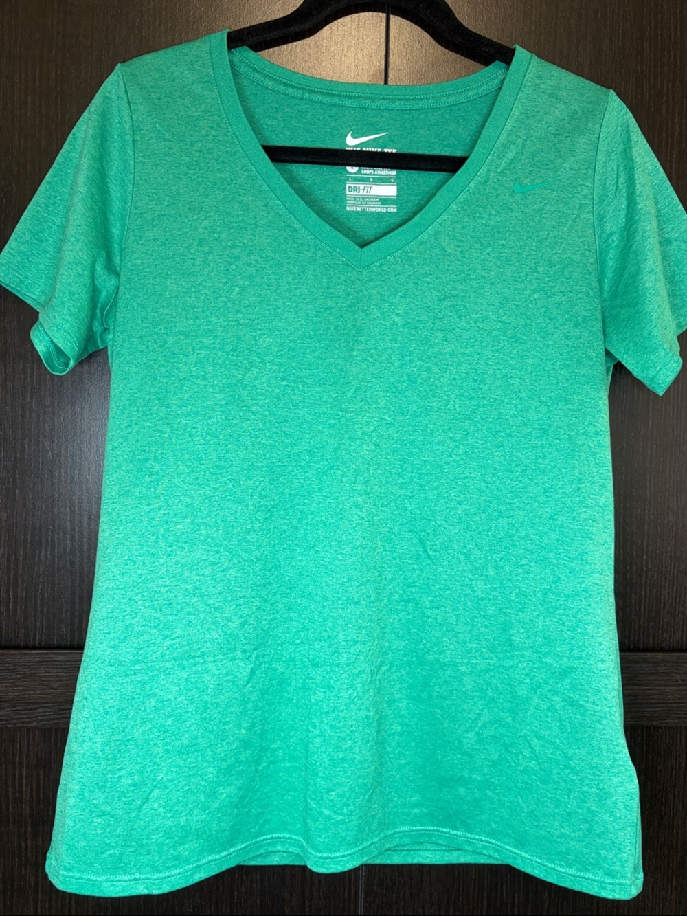 Nike Women's Green V-Neck Dri-Fit Short Sleeve Tee